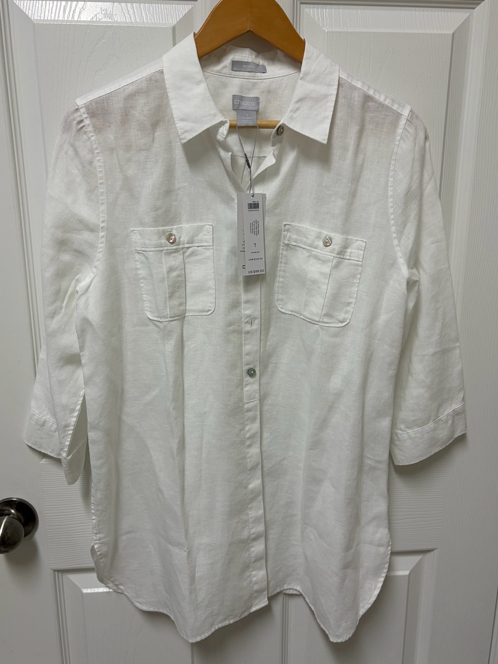 Chico's White Button-Front Linen Shirt